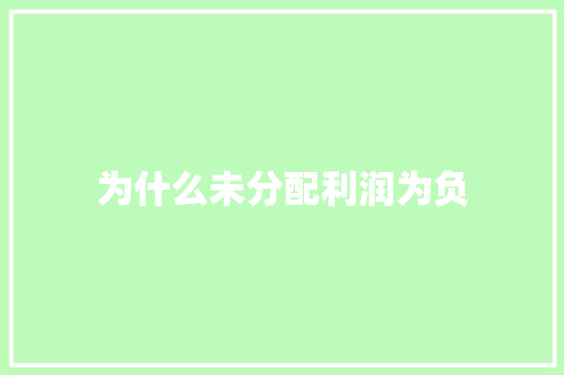 为什么未分配利润为负