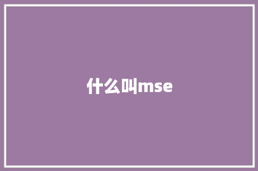 什么叫mse