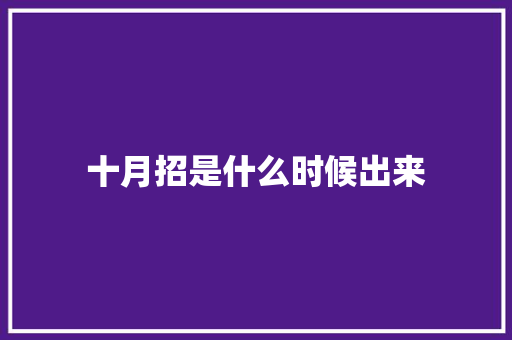 十月招是什么时候出来