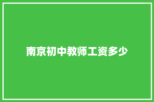 南京初中教师工资多少