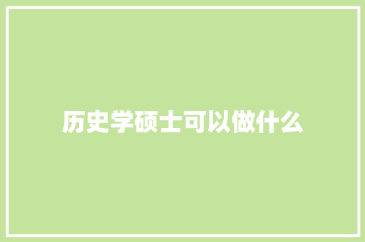 历史学硕士可以做什么