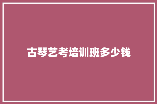 古琴艺考培训班多少钱