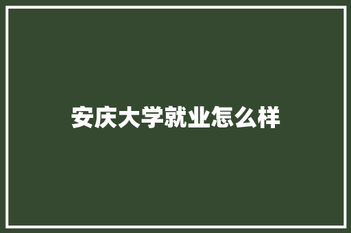 安庆大学就业怎么样