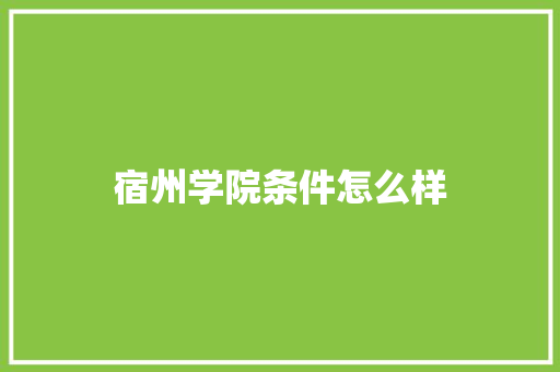 宿州学院条件怎么样