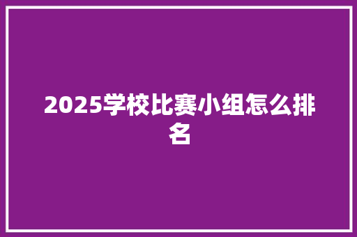 2025学校比赛小组怎么排名