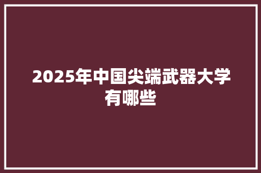 2025年中国尖端武器大学有哪些