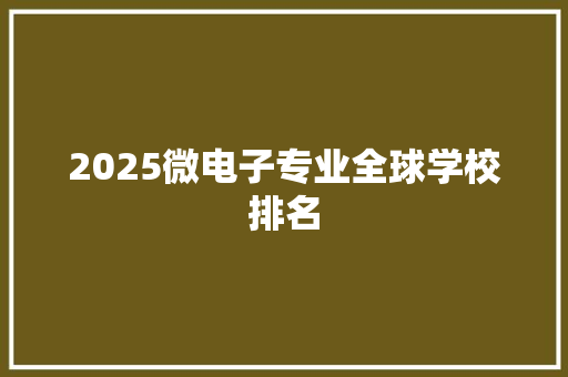 2025微电子专业全球学校排名