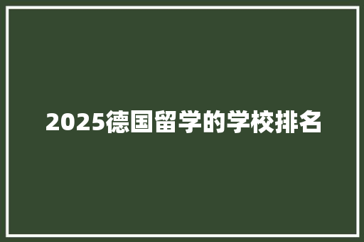 2025德国留学的学校排名
