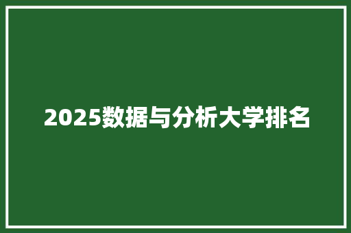 2025数据与分析大学排名