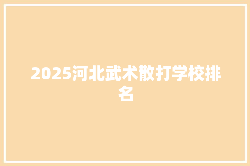 2025河北武术散打学校排名
