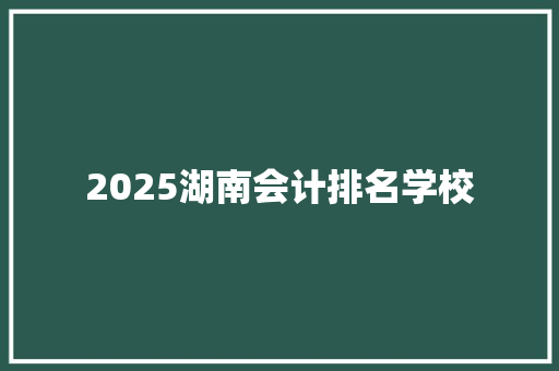 2025湖南会计排名学校