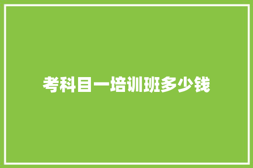 考科目一培训班多少钱