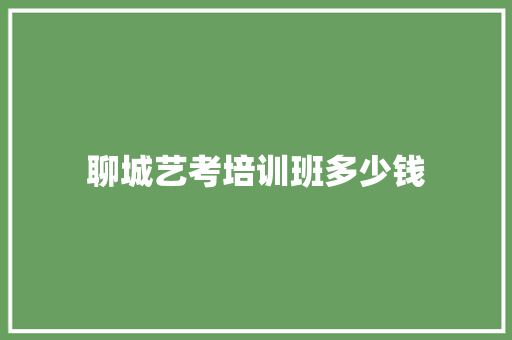 聊城艺考培训班多少钱
