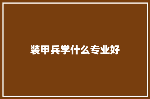 装甲兵学什么专业好