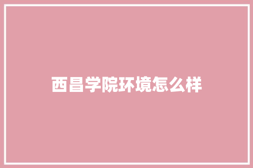 西昌学院环境怎么样
