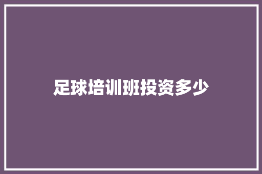 足球培训班投资多少
