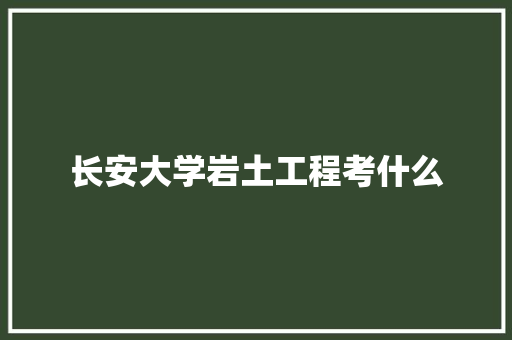 长安大学岩土工程考什么 写作技巧