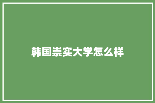 韩国崇实大学怎么样