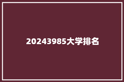 20243985大学排名