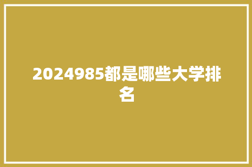 2024985都是哪些大学排名
