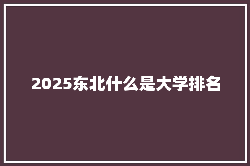 2025东北什么是大学排名