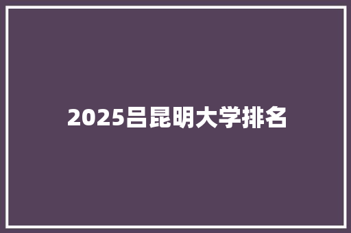 2025吕昆明大学排名