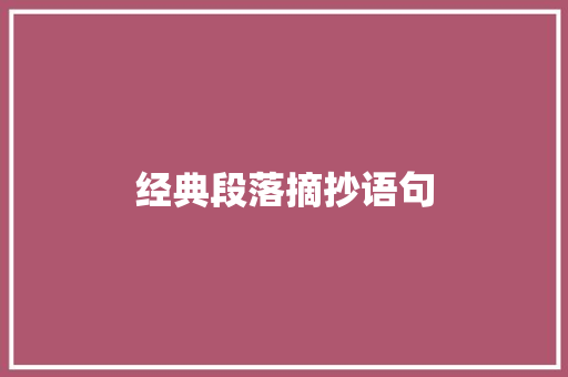 经典段落摘抄语句