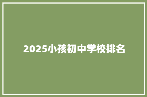 2025小孩初中学校排名