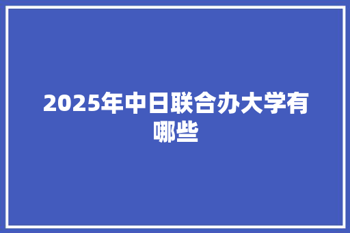 2025年中日联合办大学有哪些