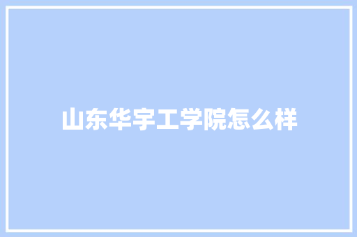 山东华宇工学院怎么样