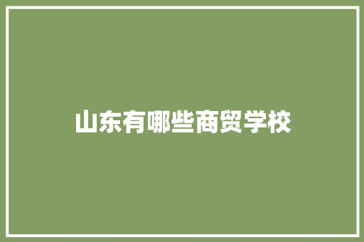 山东有哪些商贸学校