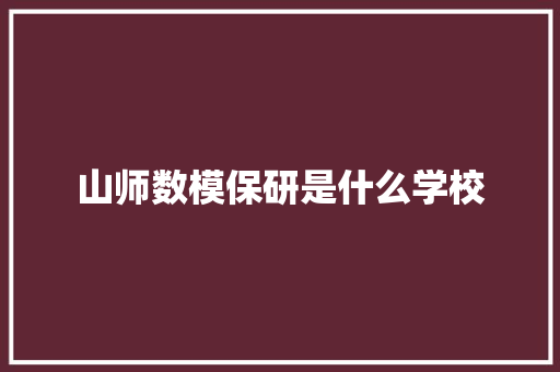 山师数模保研是什么学校