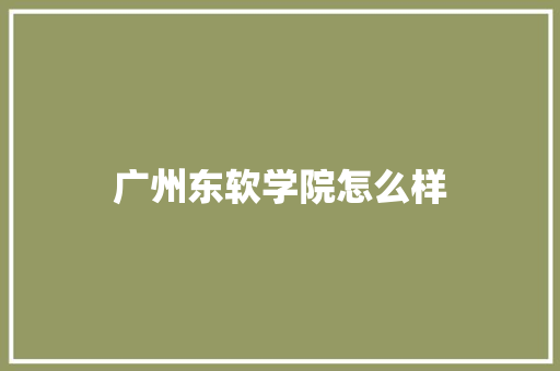 广州东软学院怎么样