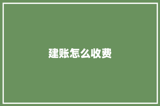 建账怎么收费