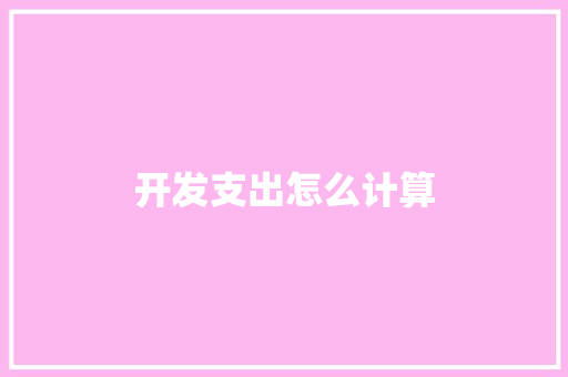 开发支出怎么计算