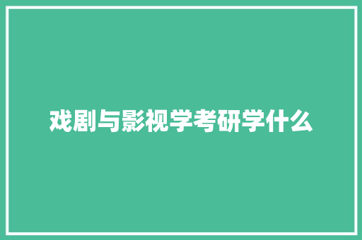 戏剧与影视学考研学什么