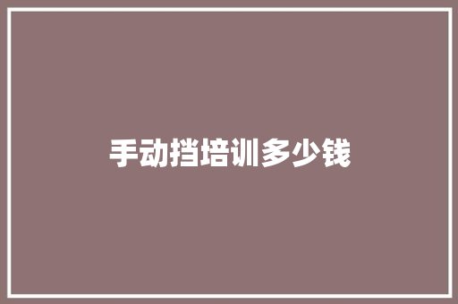 手动挡培训多少钱