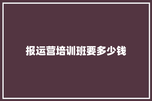 报运营培训班要多少钱 范文赏析
