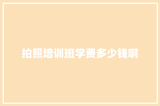 拍照培训班学费多少钱啊