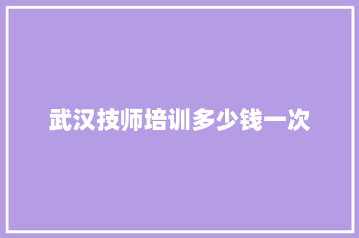 武汉技师培训多少钱一次