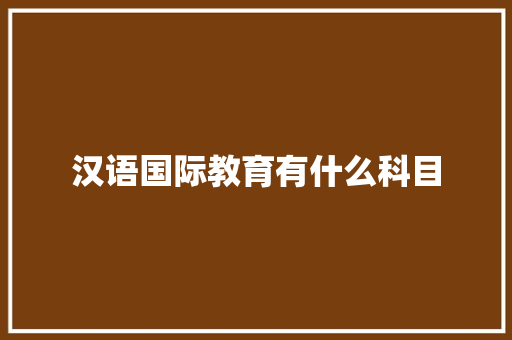 汉语国际教育有什么科目