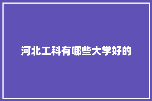 河北工科有哪些大学好的