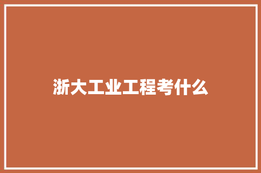 浙大工业工程考什么 范文赏析