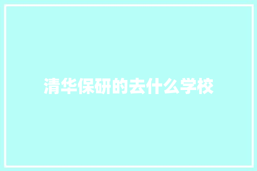 清华保研的去什么学校
