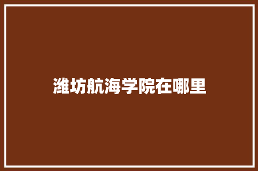 潍坊航海学院在哪里