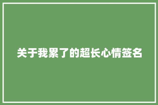 关于我累了的超长心情签名 商业文案