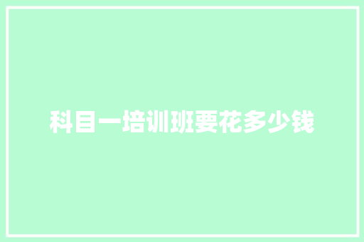 科目一培训班要花多少钱