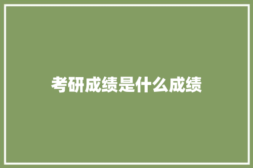 考研成绩是什么成绩