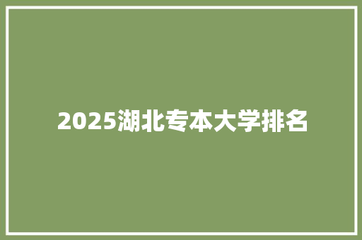 2025湖北专本大学排名
