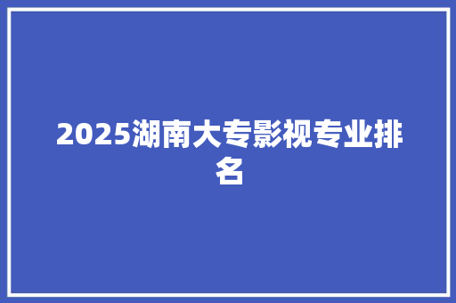 2025湖南大专影视专业排名